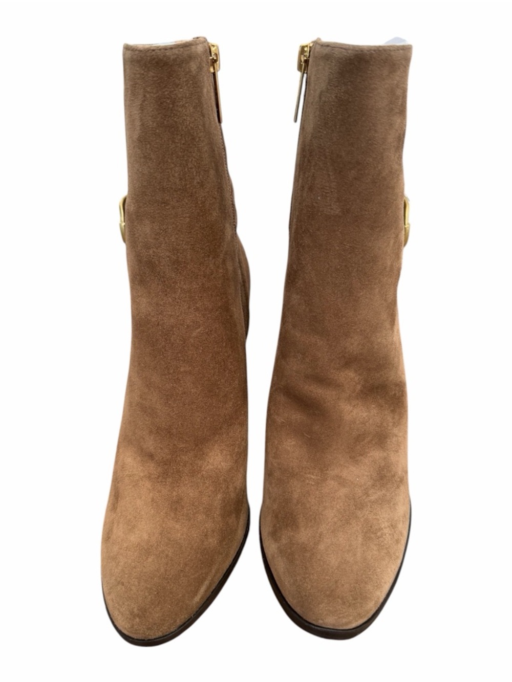 Veronica Beard Suede Ankle Boot in Chestnut with Gold Buckle - Picture 5 of 14